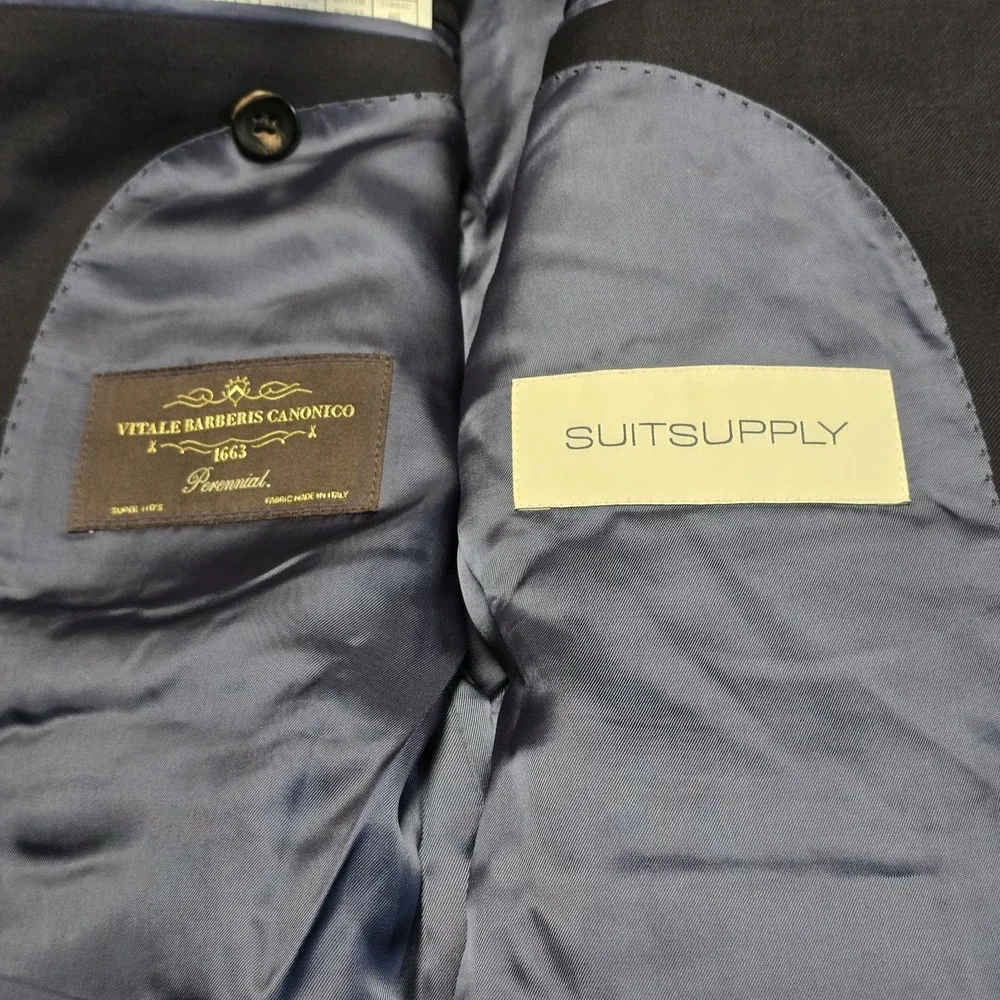 SuitSupply‎ La Spalla Navy Wool Blazer Sport Coat 2 Piece 40R Vitale Barberis
